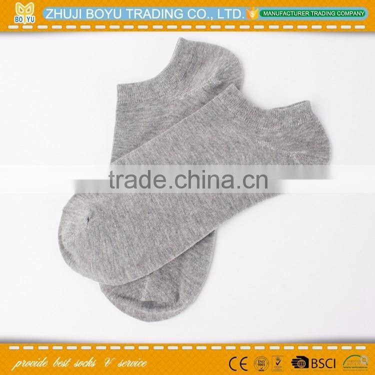 BY-160404 Hot sale men plain ankle cotton sport socks colored heel and toe custom