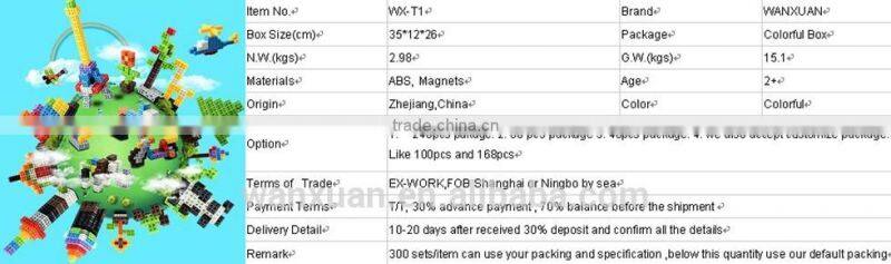 Kids colorful plastic magnetic building blocks for sale