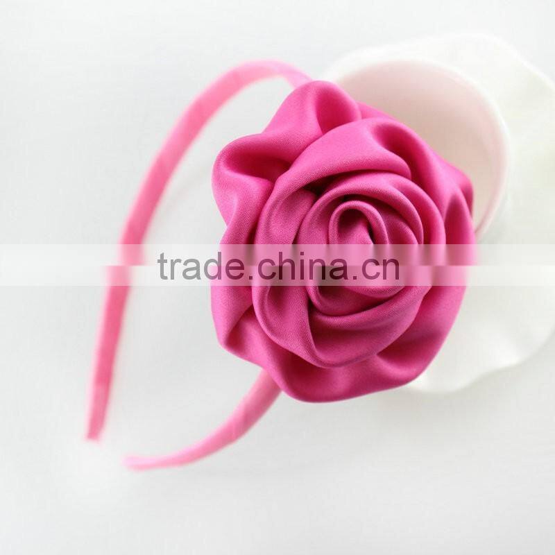 Satin Rolled Rose Headband,Headmade Flower Headband For Kids