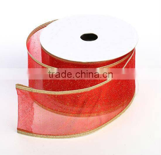 Christmas Organza Wired Ribbon for gift decoration