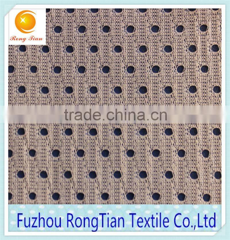 Breathable 100 polyester thin 65gsm bright round hole mesh fabric for cloth