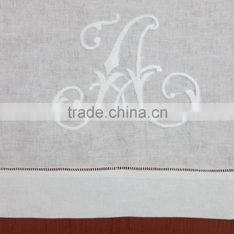 Monogram white linen table runner
