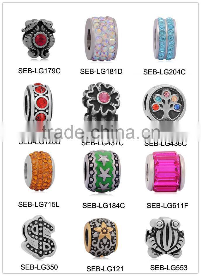 Wholesale 12 Constellations Totem Vintage Tone Stainless Steel Big Hole European Charm Beads Jewelry Accessories SEB-LG527