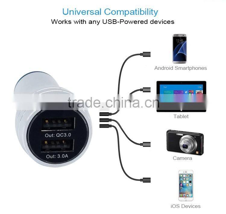 5V3A dual usb qc 3.0 car charger for iphone