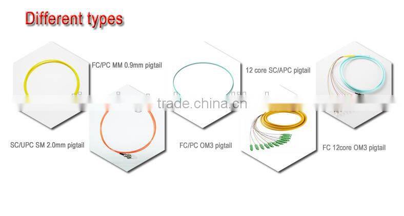 0.9mm 1.5M single mode fibra optica pigtail FC
