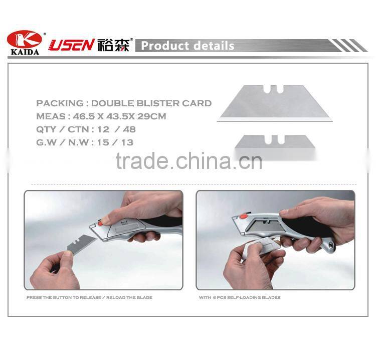 6 PCS Auto Loading Trapezoid blade Zinc alloy utility cutter knife