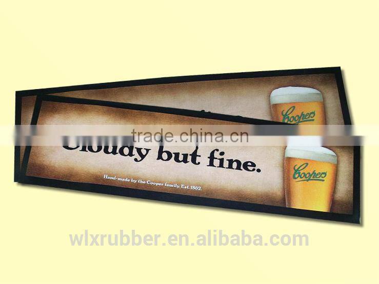 Factory supply promotional sublimation printed bar runner custom rubber bar rail mat