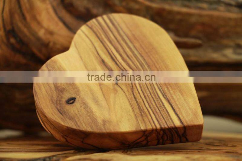 Olive Wood Carved Candle Heart St Valentine Day Home Decoration