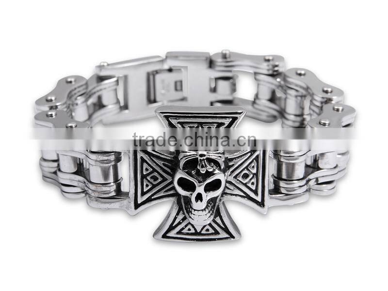 YM063 hot sale 316l Stainless Steel Biker Chain Bracelet Wholesale tiger desige motorcycle chain bracelet