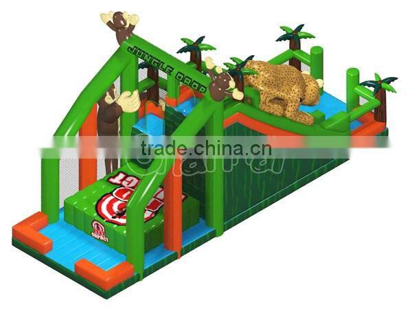 new design giant jungle drop inflatable obstacle course for kids and adults