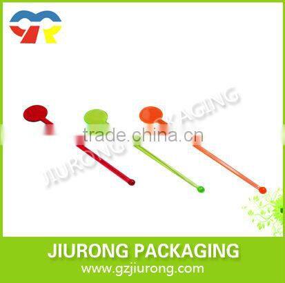 Disposable cocktail stirrer with different colors and shape plastic cutter and fork