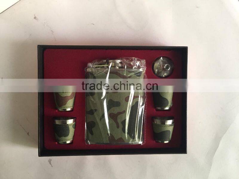 9oz and 18oz hip flask add to four cups and a Funnel in gift set box