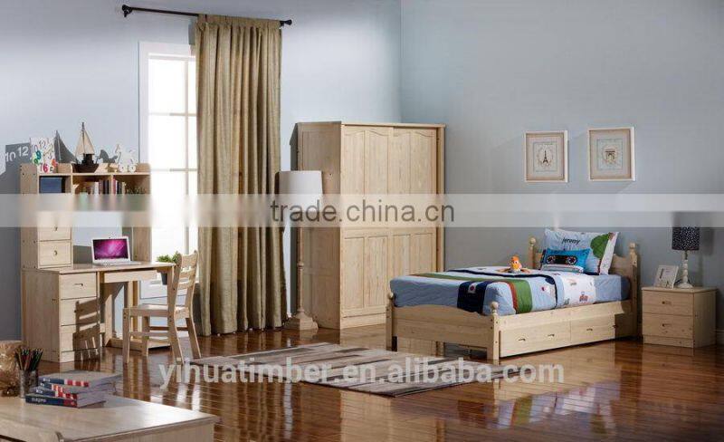 2015 modern style youth bedrooms furniture, single bed wooden Top Quality Youth Bedroom Set