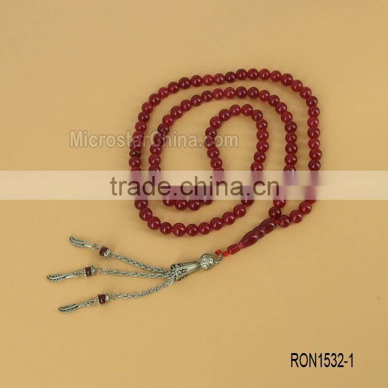 33pcs 8mm Jasper Stone Silver Tassel Prayer Beads Tespih Tesbih Tasbeen Beads
