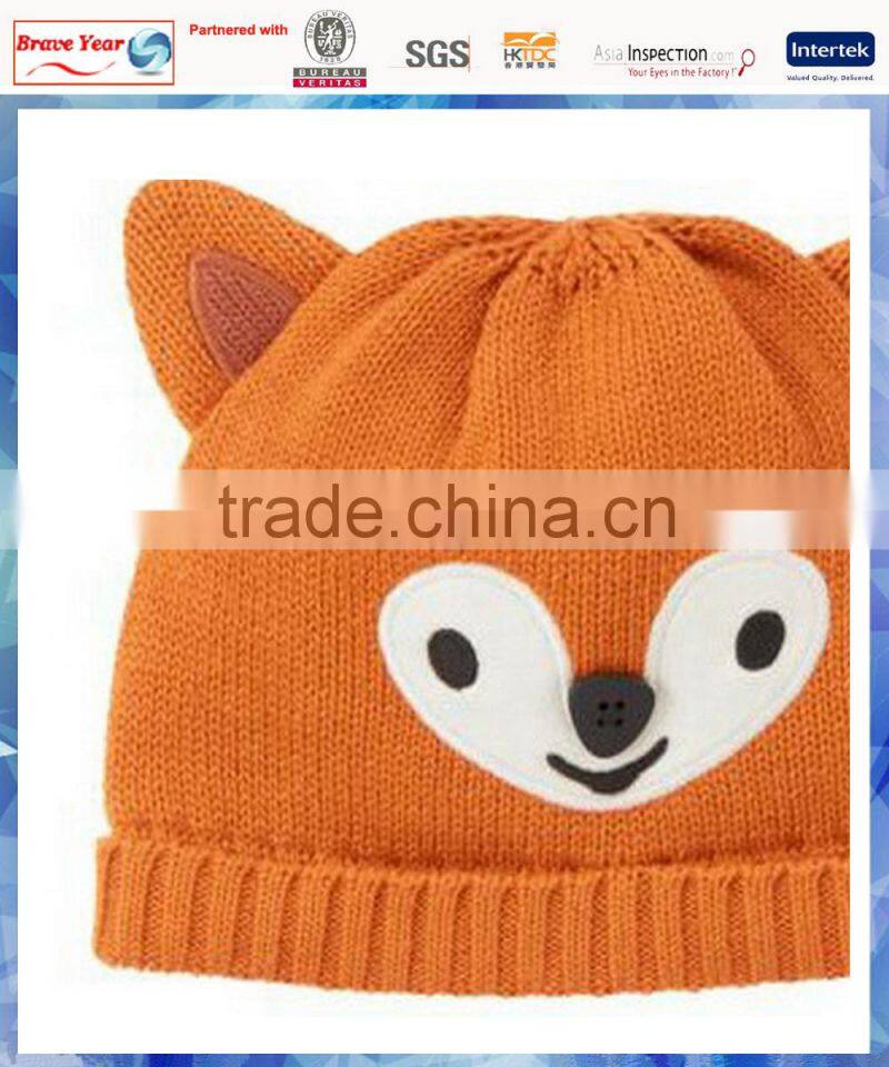 fox animal knit cotton baby hat/knit baby hat/cute baby hats