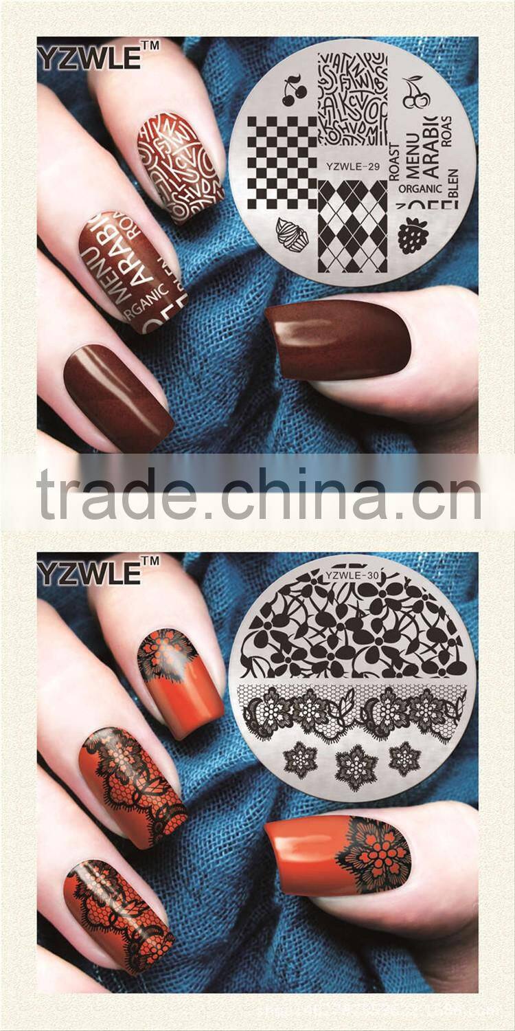2016 Factory outlets Nail Art Stamping Plates DIY NEW Stainless Steel Handle Flower Stencils Templates for Nails Polish