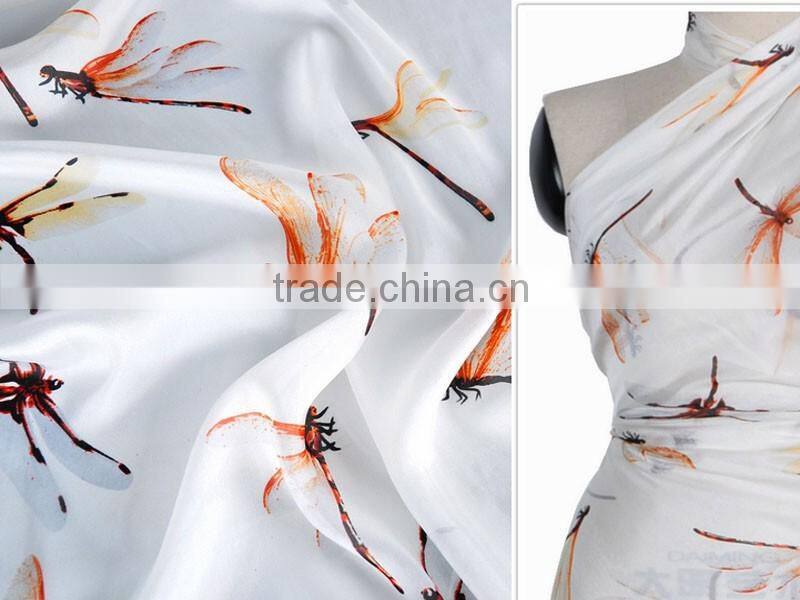 dragonfly printed chiffon silk polyester fabric
