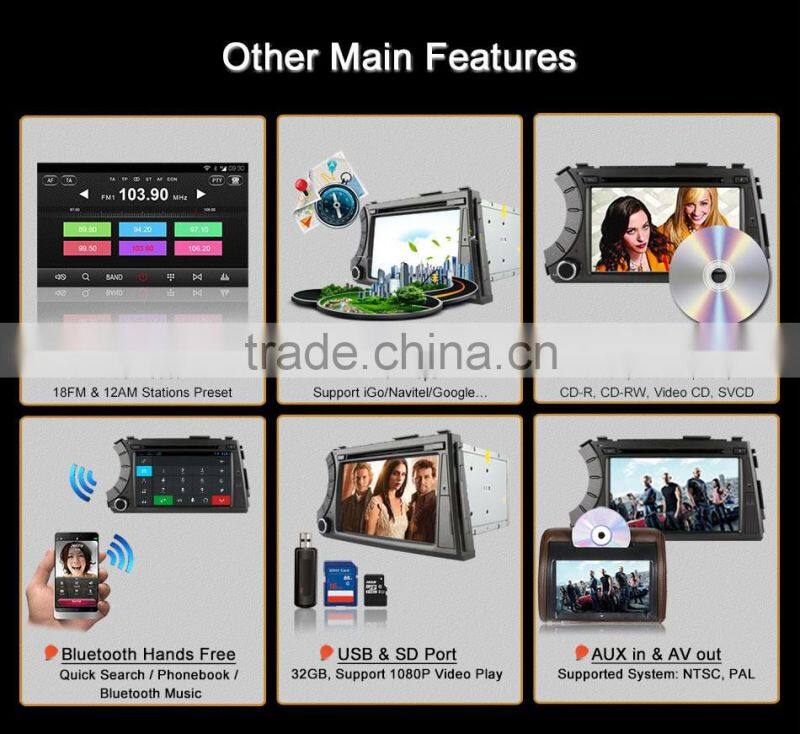 7 inch quad core android 4.4 car navi gps for Kyron with Radio bluetooth +16G ROM