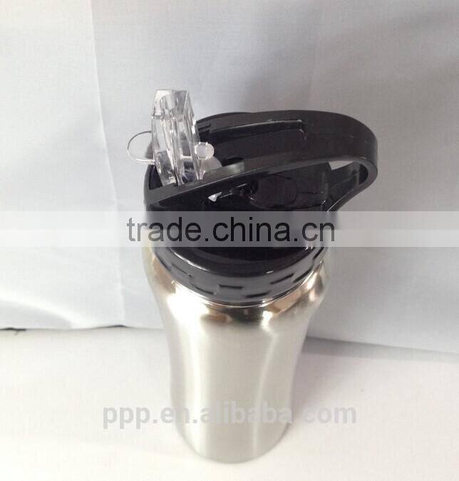 stainless steel sports bottle with straw/drinking bottle with lifting handle/ mirror polished water flask