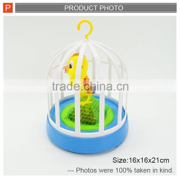 Funny electric voice control singing bird cage toys for kids