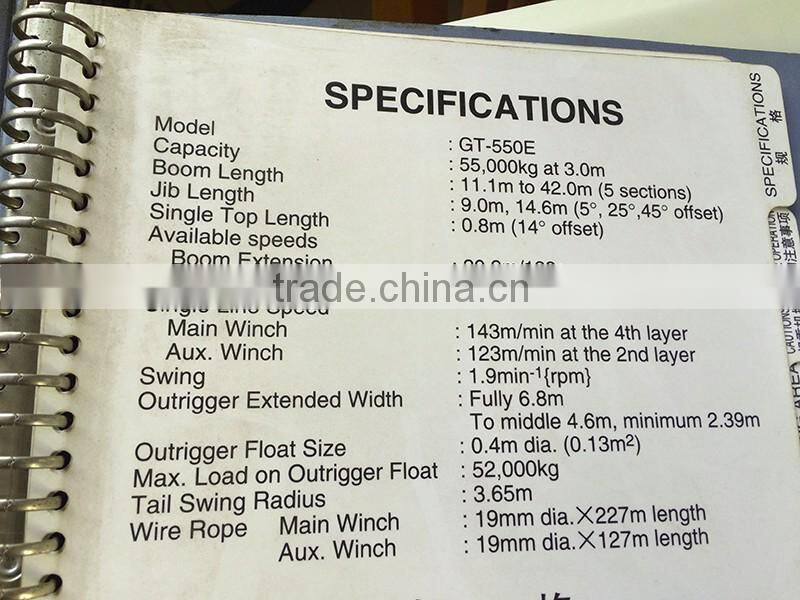 Used TADANO GT-550E 55 ton wheel crane lifting truck crane