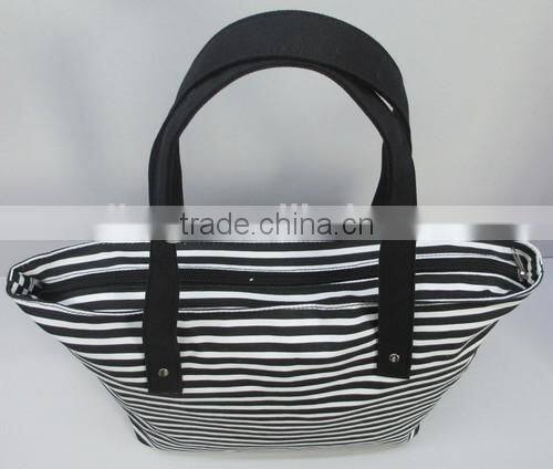 Striped canvas tote bag