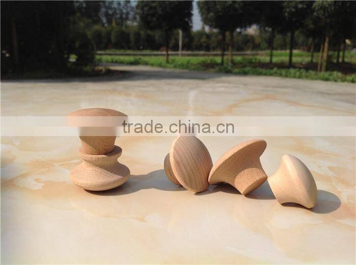Unfinished small round wooden cabinet door knob