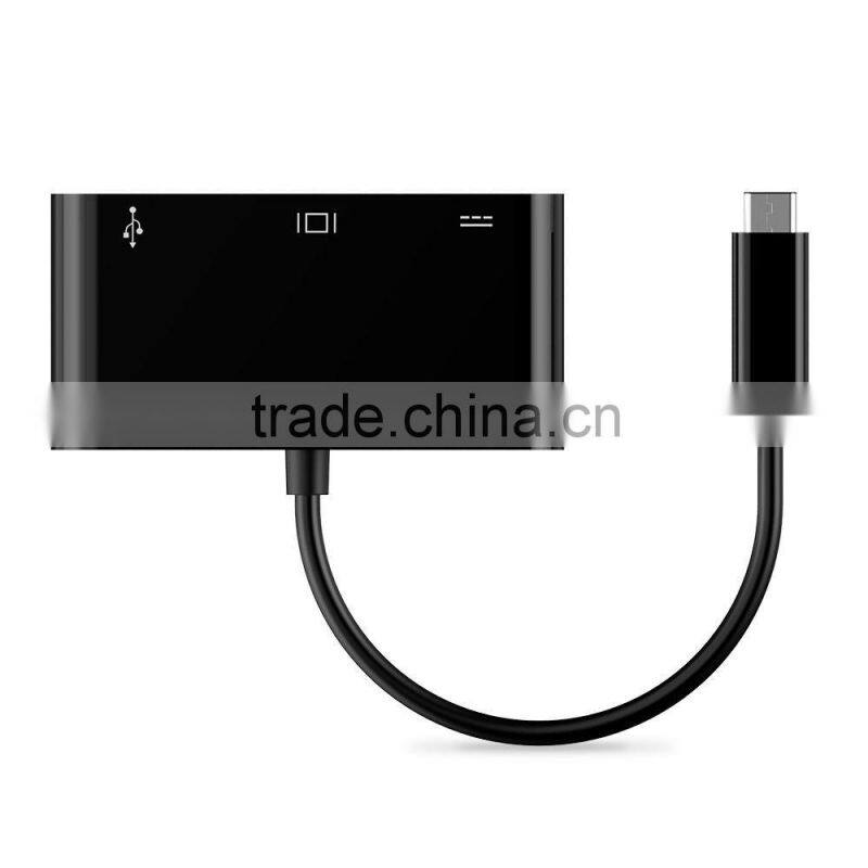 2016 wholesale USB-C USB 3.1 Type C to VGA Projector & USB OTG & USB-C Female Charger Adapter for 12" New Mac book