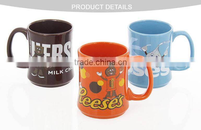 chocolate mug special shape ceramic mug with brand decal design