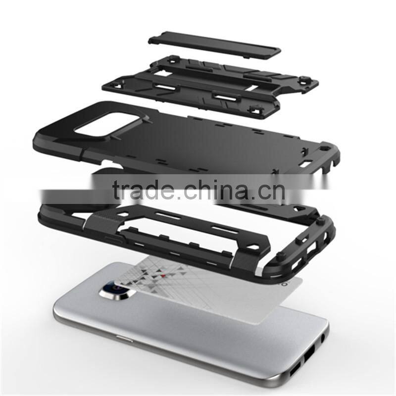 Shenzhen China Suppliers Multi-Function Kickstand Card Slot Holder Case For Samsung S7 Hybrid Armor Case