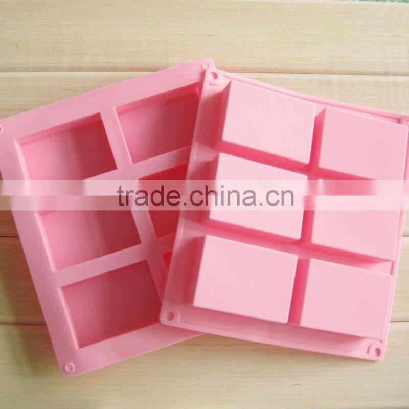 food grade 6 cavitiy 8x5.5x2.5cm 110g soap nonstick rectangle silicone forms for soap making