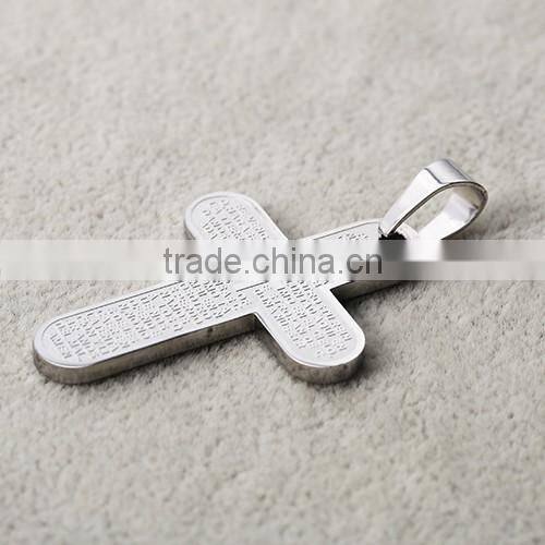 Touchlove new arrival engraved cross custom stainless steel pendant necklace