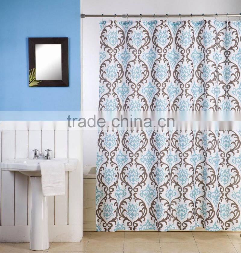 1PC PRINTED WAFFLE SHOWER CURTAIN WITH RINGS