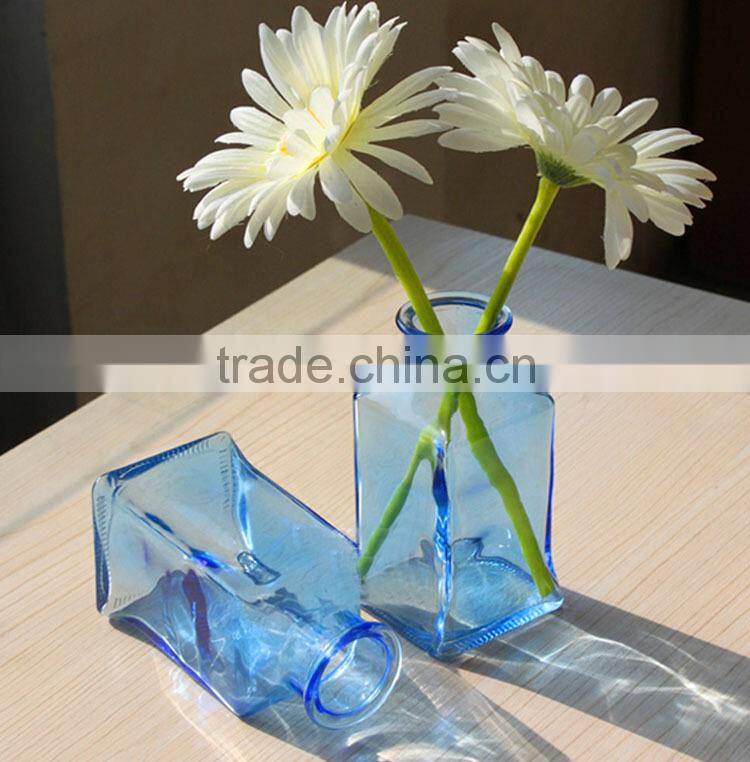wholesale sprayed colored blue glass vases for home decor
