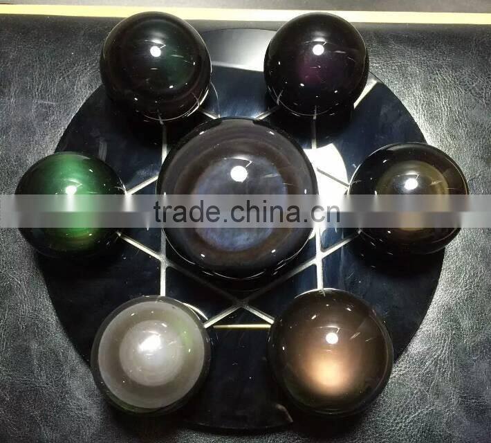 Hot sale nature crystal amazing rainbow obsidian sphere/ball seven star for home decoration