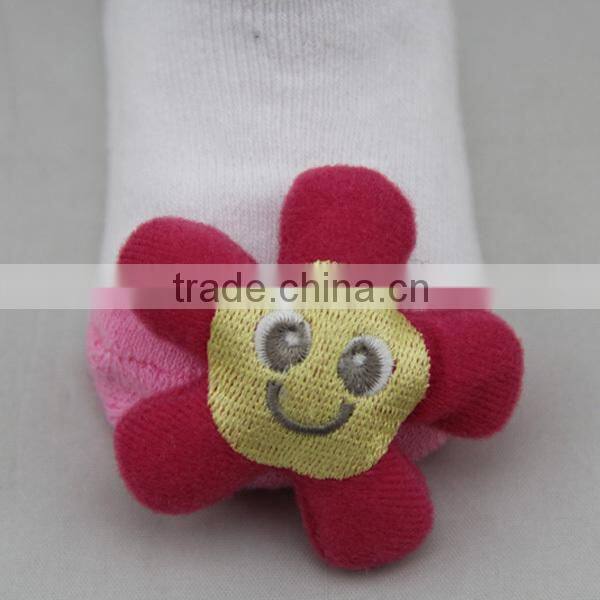GSBT-10 cute and nice velcro cotton girl infant baby socks with toy