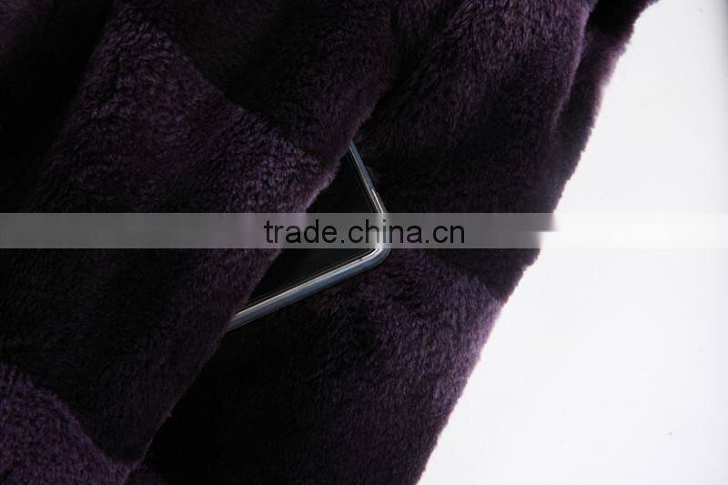 Hot sale long rabbit sheaing fur coat for winter overcoat