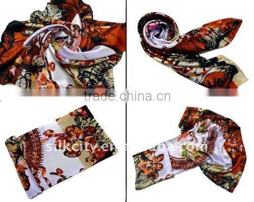 Laday's Lastest Winter print square silk scarf