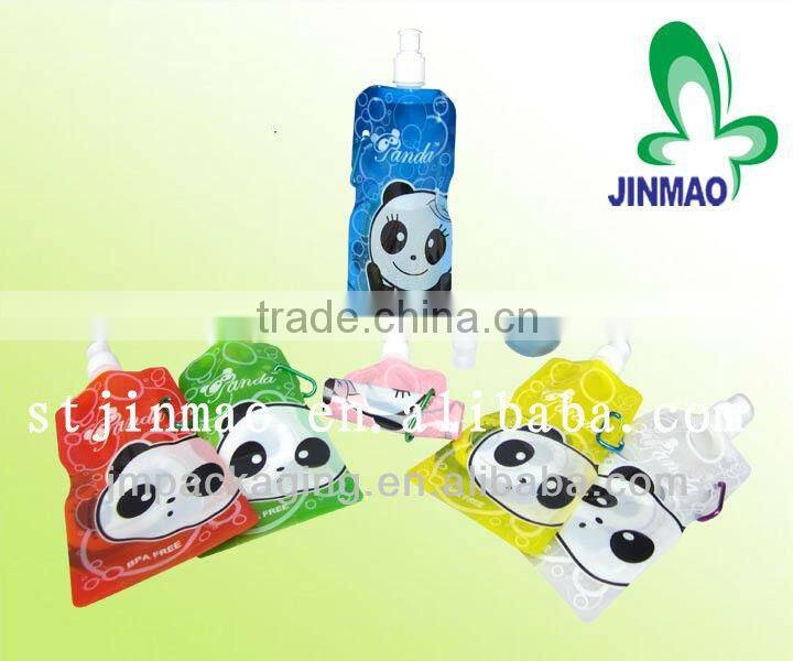 Color printed plastic liquid spout bag with handle