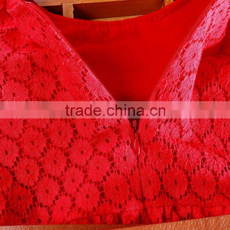 Wholesale beautiful birthday girl dress lace baby girl dress with waistband short baby casual lace dress boutique dress