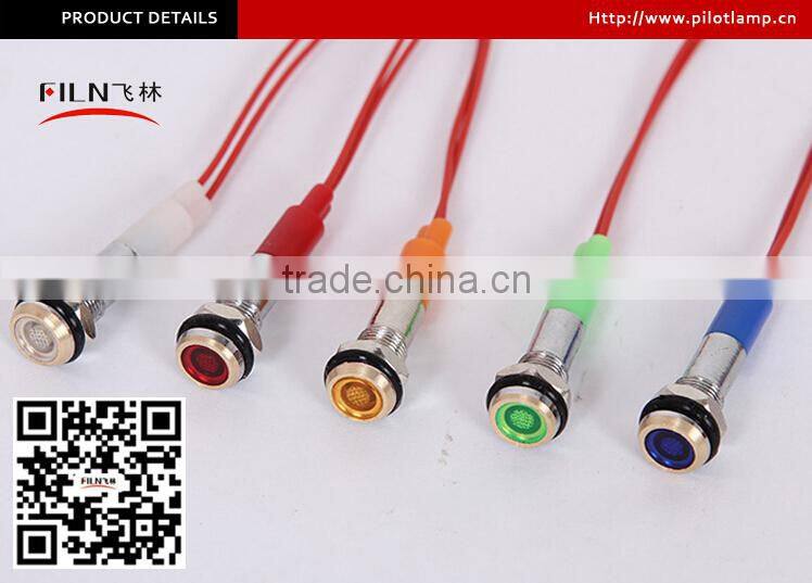 12v mini led round flat white 6mm indicator light with wire