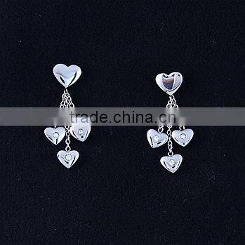 Drop earrings with heart charm for anniversary