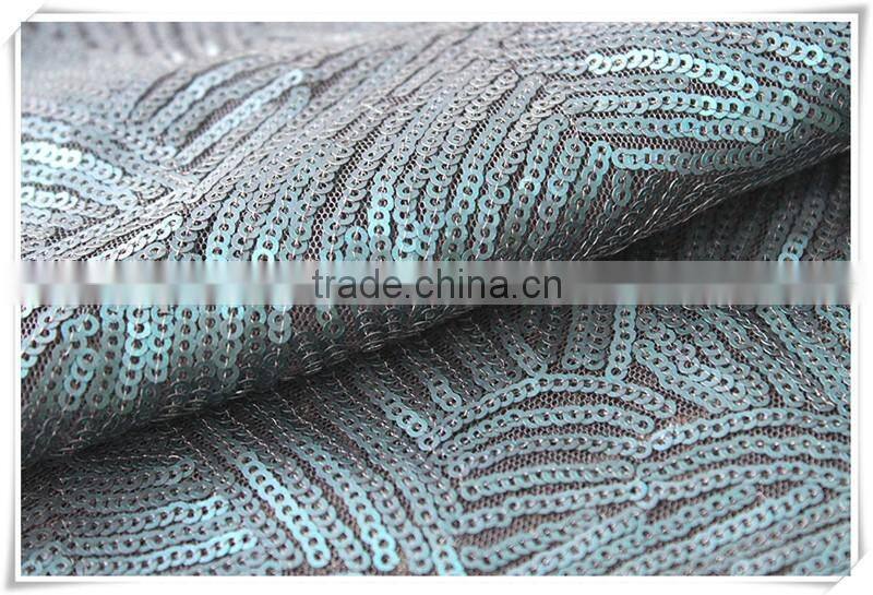 Latest design sequin textile fabric , wholesale fashion dress glitter sequin fabric