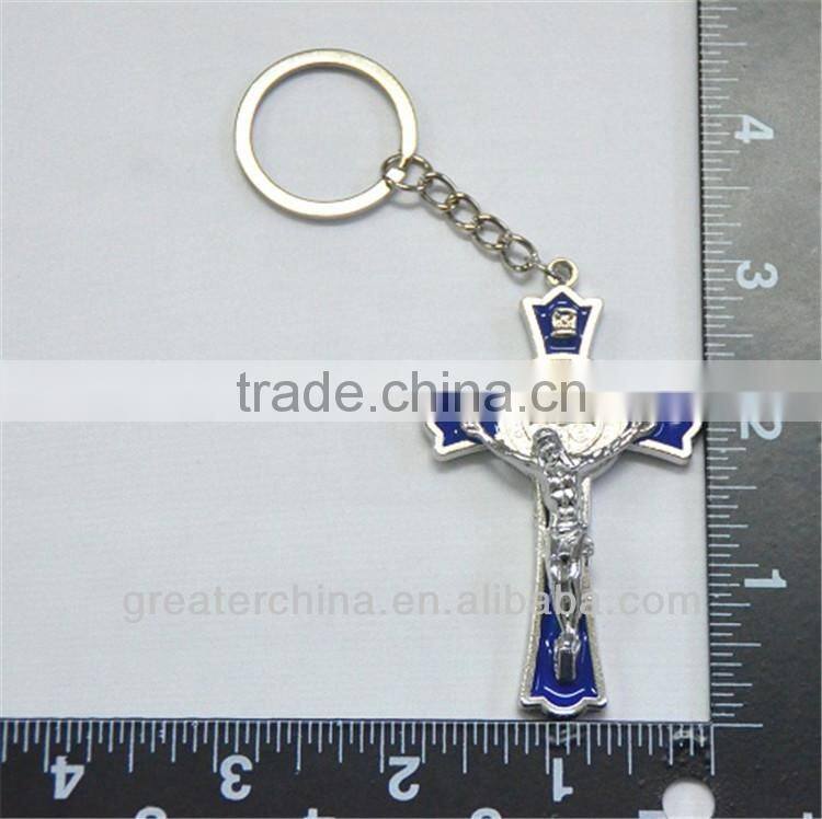 Religious zinc alloy Metal cross keychain