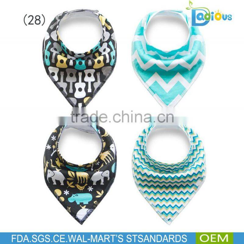 amazon bestseller 100% cotton Adjustable baby bandana drool bibs