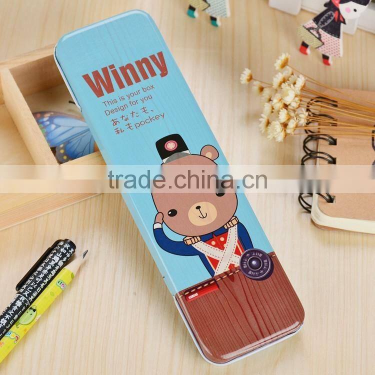 factory wholesale metal pencil case rectangular cartoon metal tin case