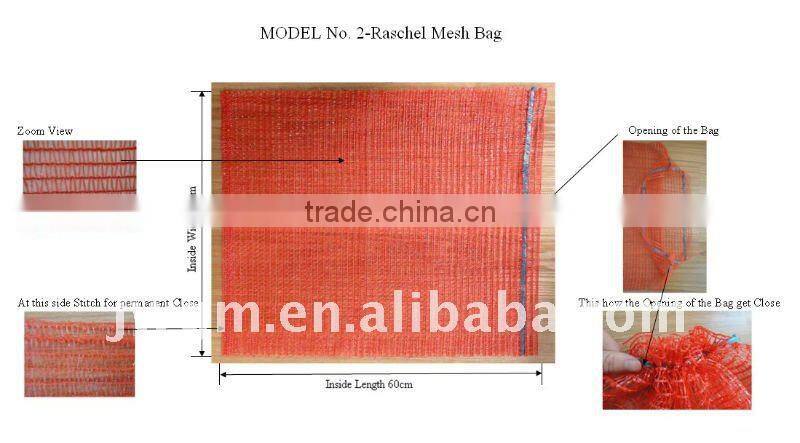 Handle raschel bags PE Raschel bags polyethylene woven mesh bag for packaging