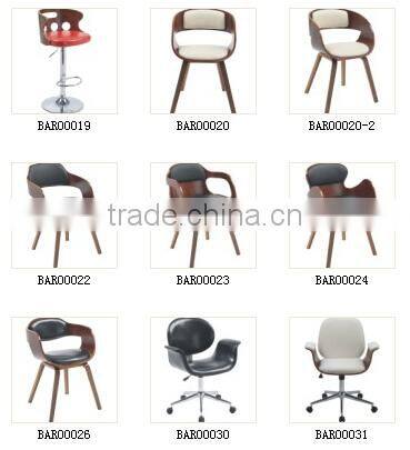 BAR00003 Wood and Leather Bar Chair, Steel Bar Chair, Indoor Furniture