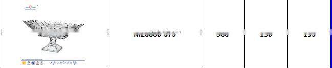 Large rectangular modern design recycled crystal glass fruit bowl with foot for table centerpieces