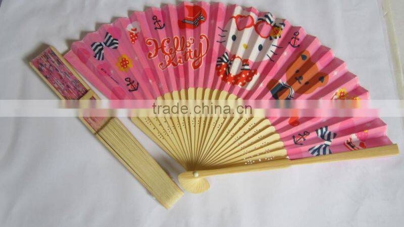 New Desgin Full Logo Printing Fabric Bamboo Fan